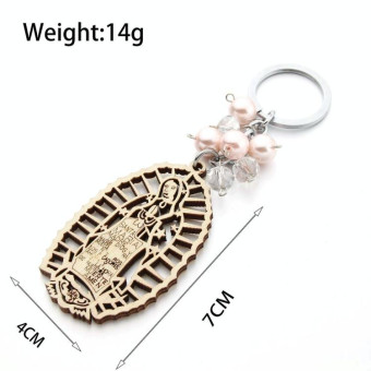 Wooden Sign Religious Baptismal Keychain(White)