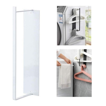 Wall Mounted Metal Clothes Hanger Storage Rack Multifunctional Shelf for Closet(White)
