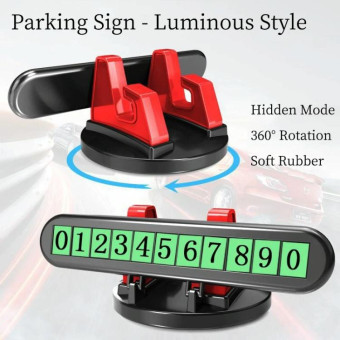 Car Dashboard Automotive Cell Phone Holder Temporary Parking Sign 2 In 1(Black)