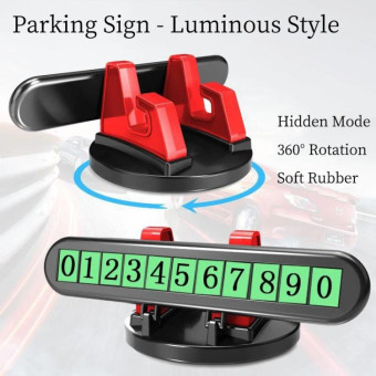 Car Dashboard Automotive Cell Phone Holder Temporary Parking Sign 2 In 1(Red)