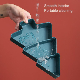 Christmas Tree Shape Fruit Discs Compartmentalized Home Snack Dish Plastic Candy Dried Fruit Melon Seed Organizer(Red)