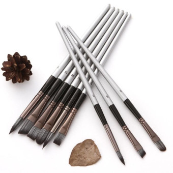 ZHU TING 24pcs /Set Nylon Bristle Paintbrush Set Painting Watercolor Brushes With Cloth Bag(Silver Gray Rod)
