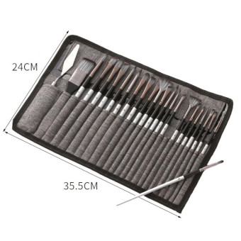 ZHU TING 24pcs /Set Nylon Bristle Paintbrush Set Painting Watercolor Brushes With Cloth Bag(Silver Gray Rod)