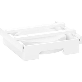 9-inch Paper Plate Dispenser Under Cabinet Bamboo Plates Holder Kitchen Storage Rack 24 x 26.5 x 6.5(White)