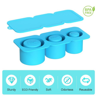 Silicone Ice Molds With Lid For Stanley Tumblers Cups Can Making 3 Hollow Cylinders(Blue)