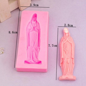 Virgin Mary Fondant Silicone Cake Molds DIY Chocolate Clay Mold Pastry Baking Tool(White)