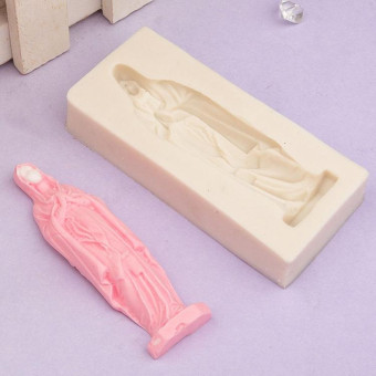 Virgin Mary Fondant Silicone Cake Molds DIY Chocolate Clay Mold Pastry Baking Tool(White)