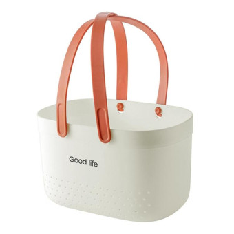 Silicone Portable Wash Basket Bathroom Storage Drainage Shower Shelf Basket(White)