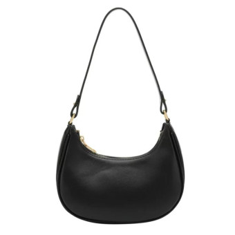 Niche Crescent Women Armpit Bag Single Shoulder Handbag(Black)