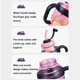 1200ml Large Capacity Lucky Belly Cup Handheld Portable Straw Cup with Tea Drain(Dream Purple)