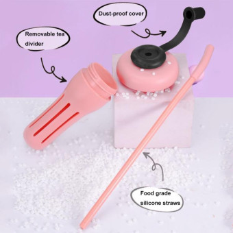1200ml Large Capacity Lucky Belly Cup Handheld Portable Straw Cup with Tea Drain(Dream Purple)