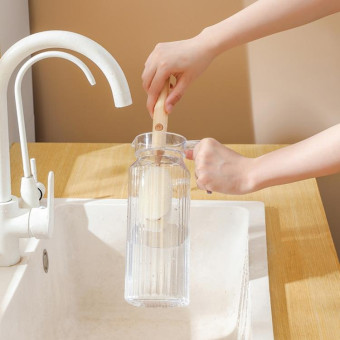 Removable Double Cleaning Cup Brush Sponge Long Handle Wine Glass Thermos Bottle Brush(Green)