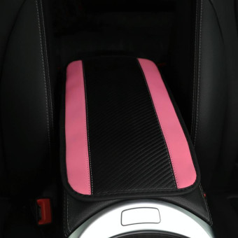 32x19cm PU Carbon Fiber Leather Central Armrest Box Cover Anti-slip Pad(Pink)