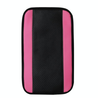 32x19cm PU Carbon Fiber Leather Central Armrest Box Cover Anti-slip Pad(Pink)