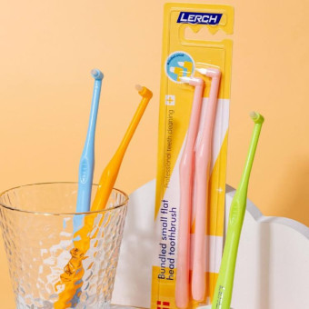 LERCH 2 In 1 Pointed + Rounded Orthodontic Teeth Cleaning Brush Pet Dental Crevice Brush(Color Random Delivery)
