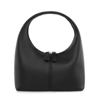Simple Niche Leather Women Bag Pure Color Design Texture Handbag(Black)