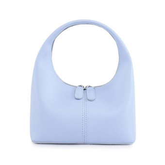 Simple Niche Leather Women Bag Pure Color Design Texture Handbag(Light Blue)