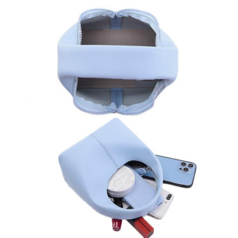 Simple Niche Leather Women Bag Pure Color Design Texture Handbag(Light Blue)