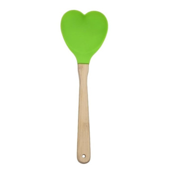 High Temperature Resistant Nonstick Heart Shaped Silicone Spatula Spoon Kitchen Baking Tools(Green)