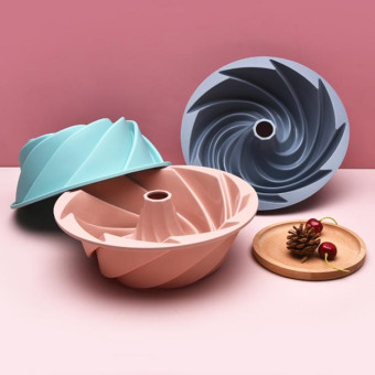 Swirl Model Silicone Cake Mold Household High Temperature Resistance Baking Pan(Blue Gray)
