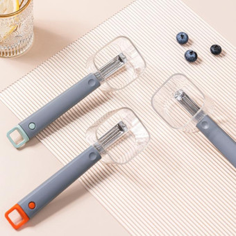 Kitchen Stainless Steel Long Handle Single Heads Vegetable And Fruit Peeler(Orange)