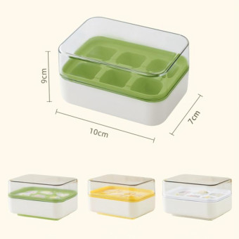 Mini Press Type Ice Cube Mold Food Silicone 6 Cubes Easy to Release Household Ice Lolly Making Box(White)