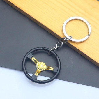 Car Steering Wheel Keychain Removable Key Pendant(Gold)