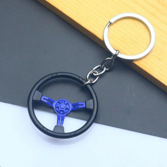 Car Steering Wheel Keychain Removable Key Pendant(Blue)