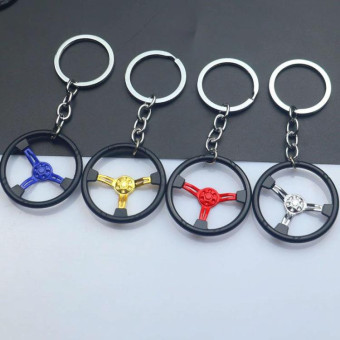 Car Steering Wheel Keychain Removable Key Pendant(Blue)