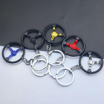 Car Steering Wheel Keychain Removable Key Pendant(Blue)