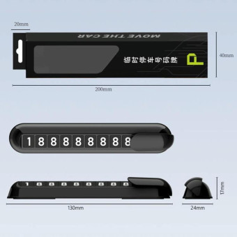 Car Temporary Parking License Plate Luminous Hidden Parking Phone Number Plate(White)