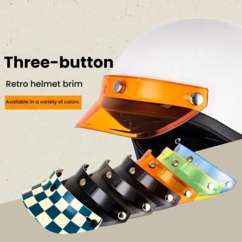 Motorcycle Helmet Brim Retro 3-Button Helmet Visor Sunshade Protection Half Helmet Hat Brim(Light Tea)