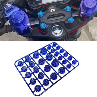 E-Bike Motorcycle Hexagonal Screw Cap Modification Accessories Electroplated Burned Titanium Screw Decoration(Blue)