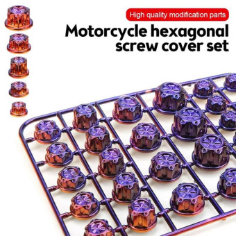 E-Bike Motorcycle Hexagonal Screw Cap Modification Accessories Electroplated Burned Titanium Screw Decoration(Blue)