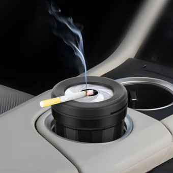 A636 Screw Cap Opening And Closing Ashtray Car Home Use Desktop Ashes Holder(Black Gold)
