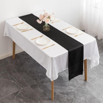 29x275cm Hotel Wedding Tablecloth Decorative Polyester Sateen Coffee Table Runner Sateen Desk Flag(Black)