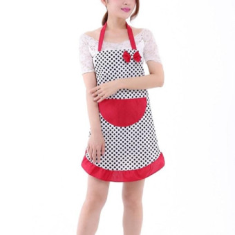 Home Kitchen Cooking Simple Bow Lace Apron(Black)