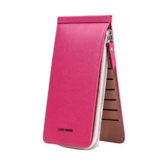 Ultra-thin Wallet Multi-card Position Multi-function Card Package Wallet(Rose Red)