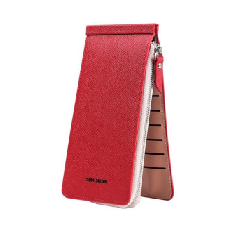Ultra-thin Wallet Multi-card Position Multi-function Card Package Wallet(Red)