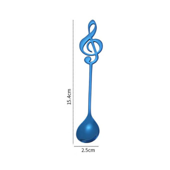 Creative Musical Note Spoon Coffee Stirring Scoop Stainless Steel Titanium Music Bar Spoon Gift Spoon(Blue)