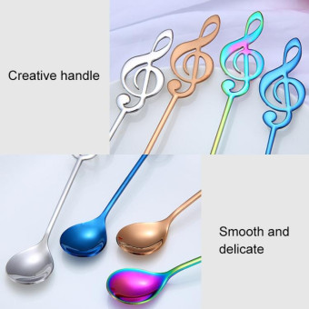 Creative Musical Note Spoon Coffee Stirring Scoop Stainless Steel Titanium Music Bar Spoon Gift Spoon(Blue)