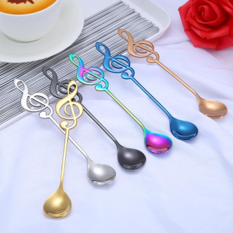 Creative Musical Note Spoon Coffee Stirring Scoop Stainless Steel Titanium Music Bar Spoon Gift Spoon(Blue)