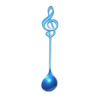 Creative Musical Note Spoon Coffee Stirring Scoop Stainless Steel Titanium Music Bar Spoon Gift Spoon(Blue)
