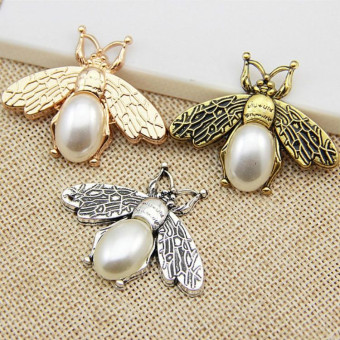 5 PCS Luggage Metal Bee Decorations(Ancient Silver)