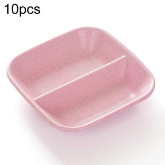10pcs Kitchen Accessories 2 In 1 Seasoning Sauce Dishes Wheat Straw Salad Saucer Bowl(Pink)