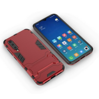 Shockproof PC + TPU Case for Xiaomi Mi 9 SE, with Holder(Red)