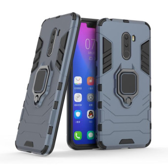 PC + TPU Shockproof Protective Case with Magnetic Ring Holder for Xiaomi Pocophone F1(Navy Blue)