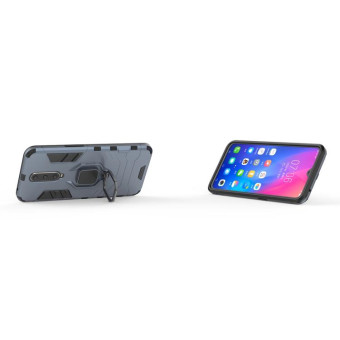 PC + TPU Shockproof Protective Case with Magnetic Ring Holder for Xiaomi Pocophone F1(Navy Blue)
