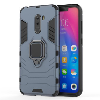 PC + TPU Shockproof Protective Case with Magnetic Ring Holder for Xiaomi Pocophone F1(Navy Blue)