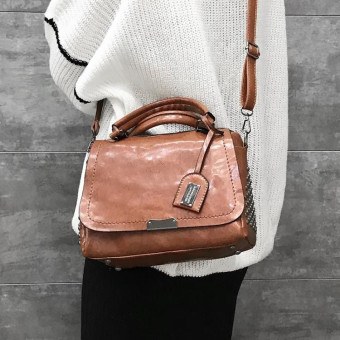 Casual PU Shoulder Bag Ladies Handbag Messenger Bag with Rivet (Brown)